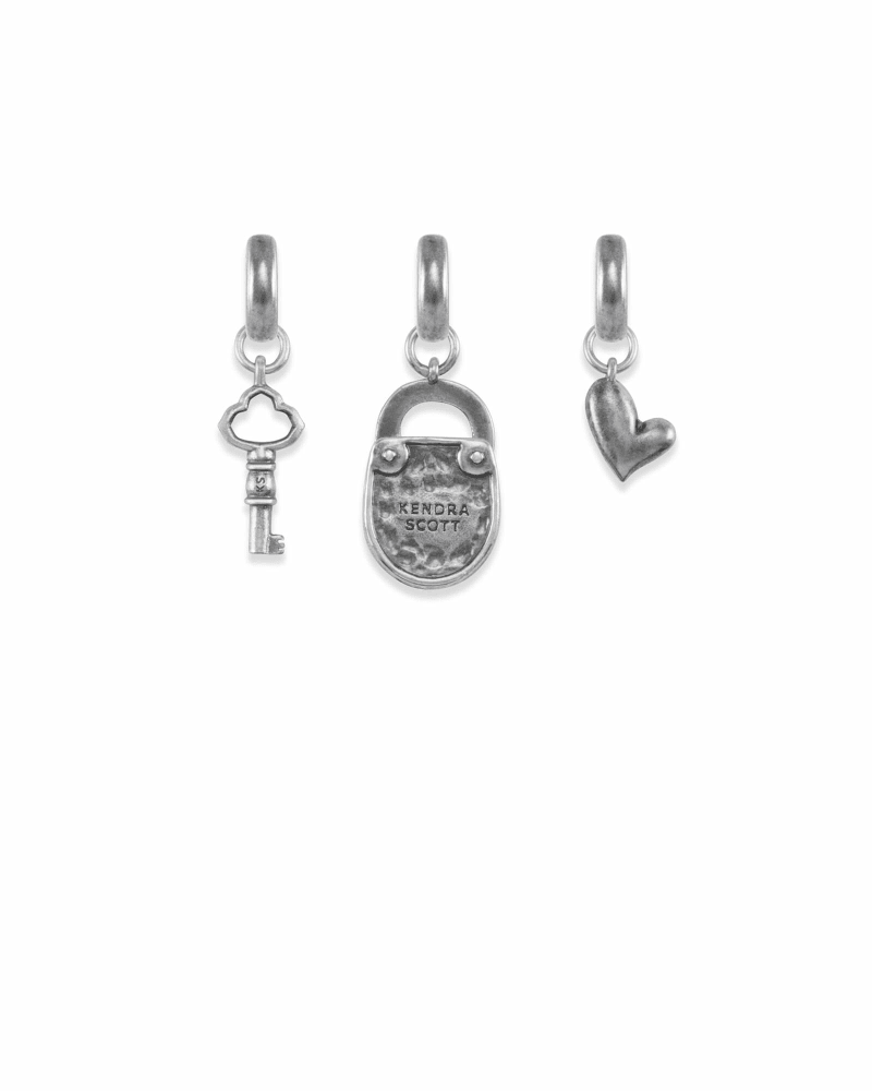 Key to My Heart Charm Set in Vintage Silver image number 3
