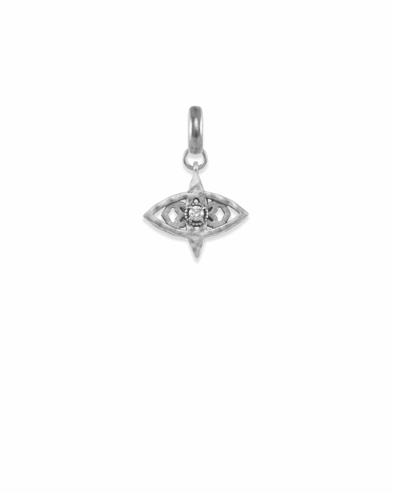 Evil Eye Charm in Vintage Silver image number 3
