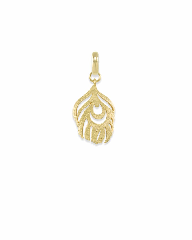 Peacock Feather Charm in Gold image number 0