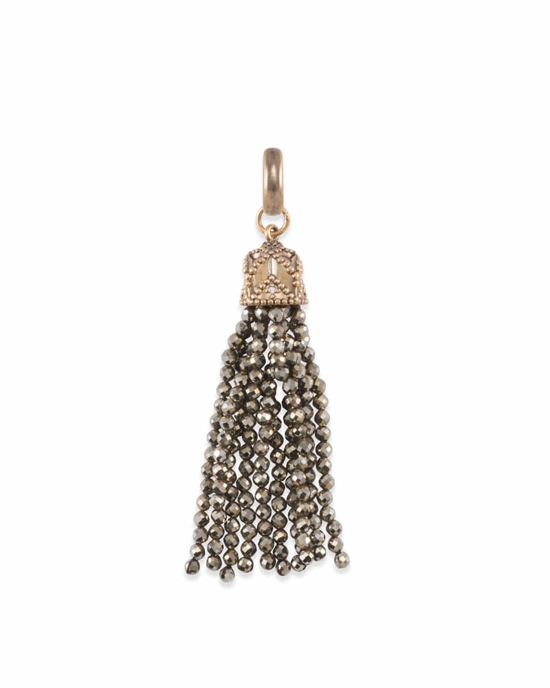 Beaded Vintage Gold Tassel Charm in Brown Pyrite image number 0