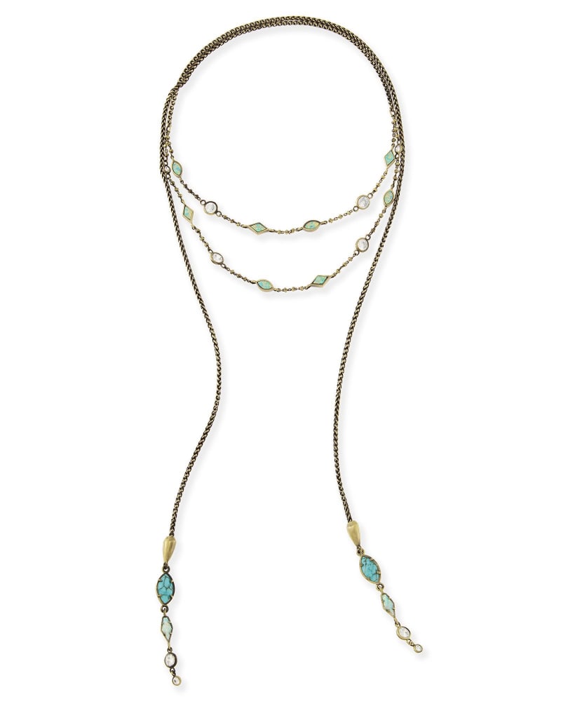 Emelina Lariat Necklace in Howlite Zellige image number 0