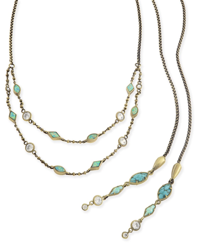 Emelina Lariat Necklace in Howlite Zellige image number 2