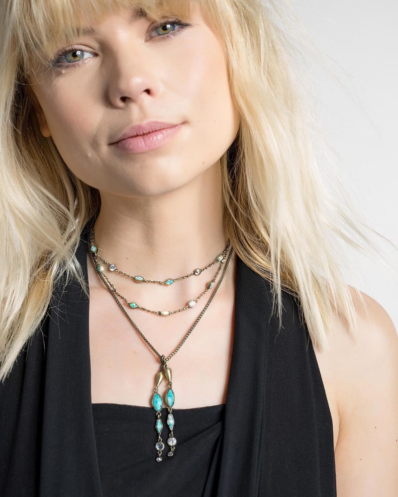 Emelina Lariat Necklace in Howlite Zellige image number 1