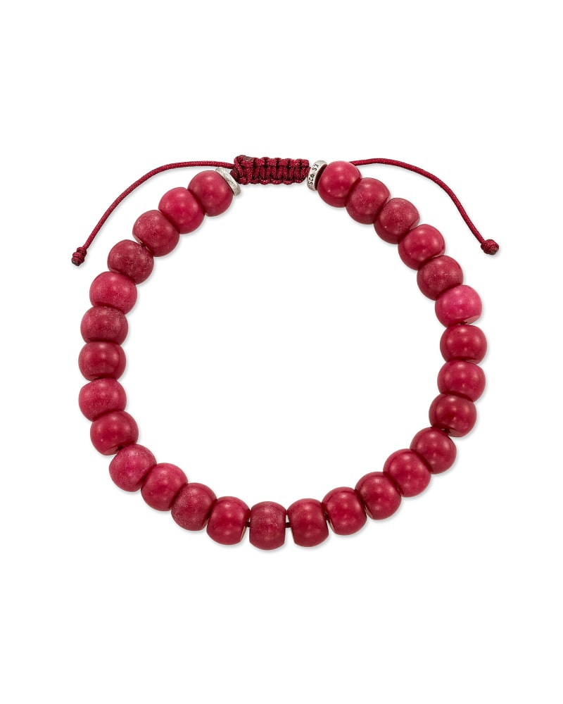 Cade Oxidized Sterling Silver Beaded Bracelet in Maroon Jade image number 0