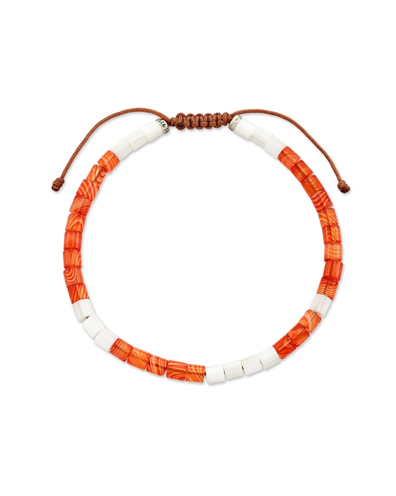 Grey Oxidized Sterling Silver Beaded Bracelet in Burnt Orange Mix image number 0