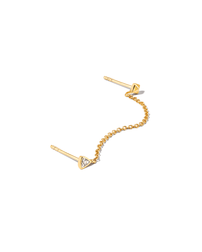 Nora 14k Yellow Gold Ear Climber Earring in White Diamond image number 1