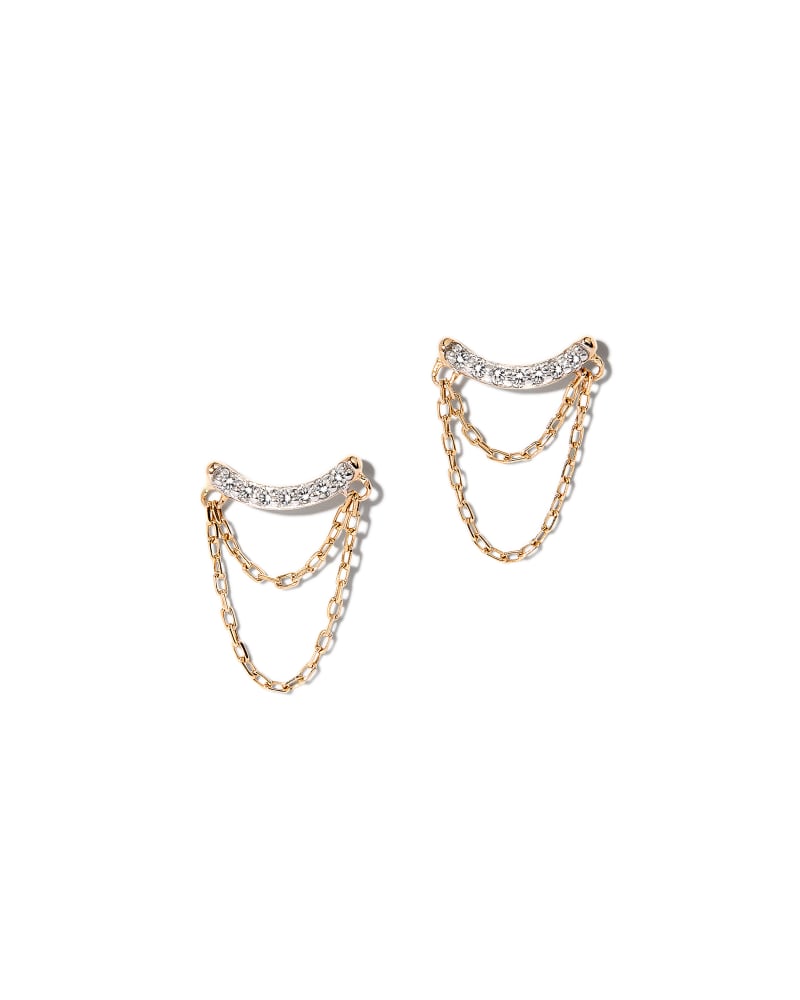 Nora 14k Yellow Gold Stud Earrings in White Diamond image number 0