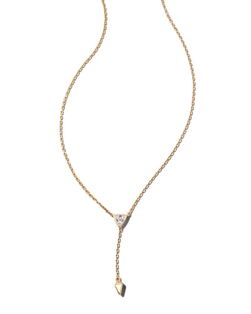 Nora 14k Yellow Gold Y Necklace in White Diamond image number 0
