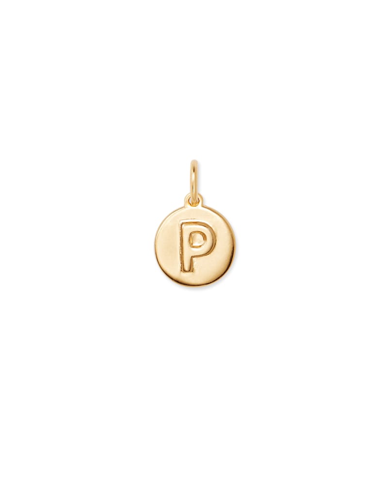 Letter P Coin Charm in 18k Gold Vermeil image number 0