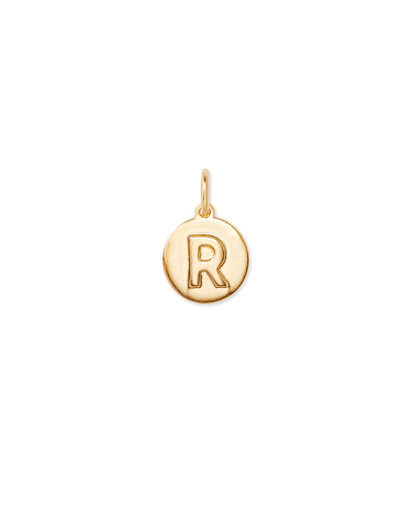 Letter R Coin Charm in 18k Gold Vermeil image number 0