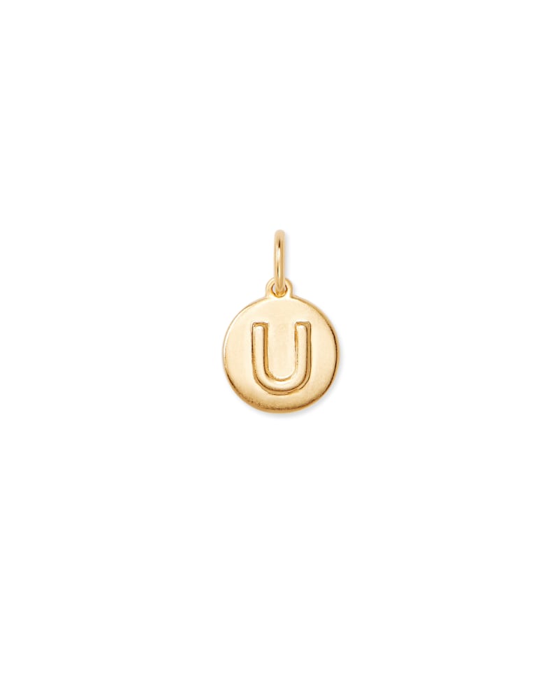 Letter U Coin Charm in 18k Gold Vermeil image number 0