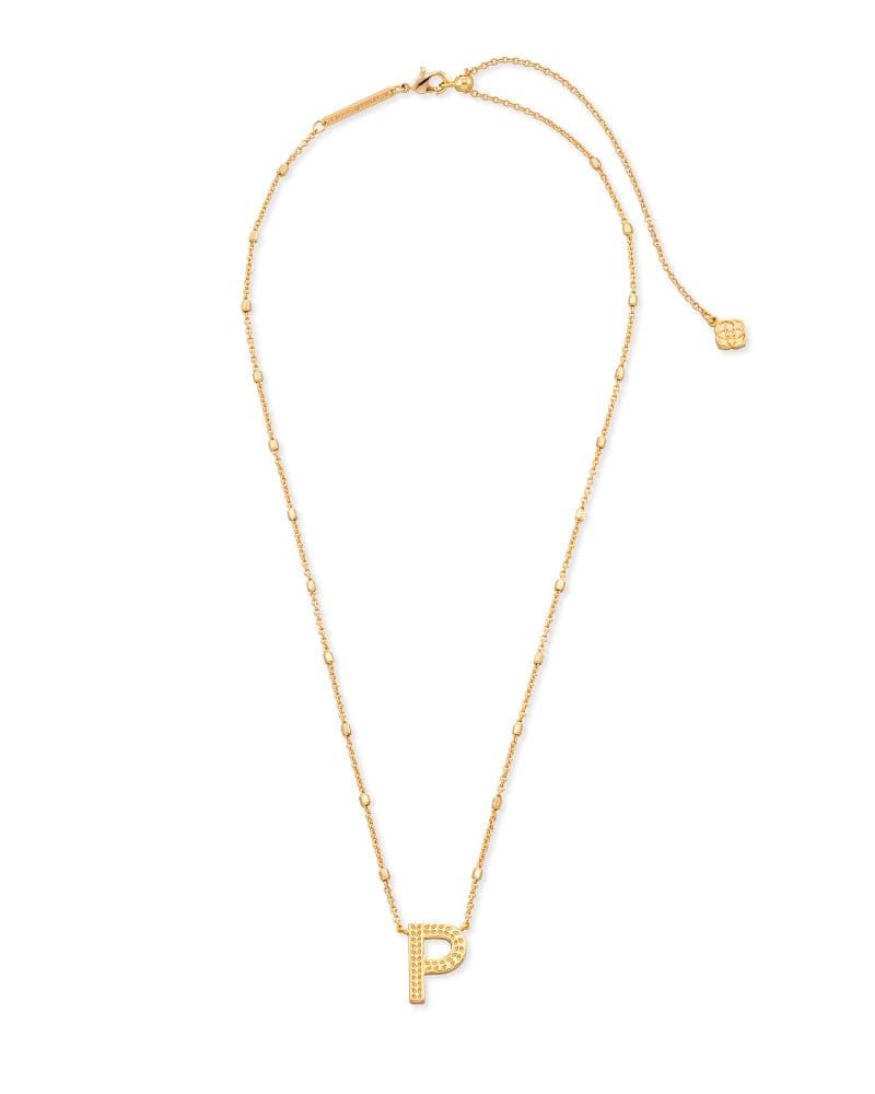 Letter P Pendant Necklace in Gold image number 3