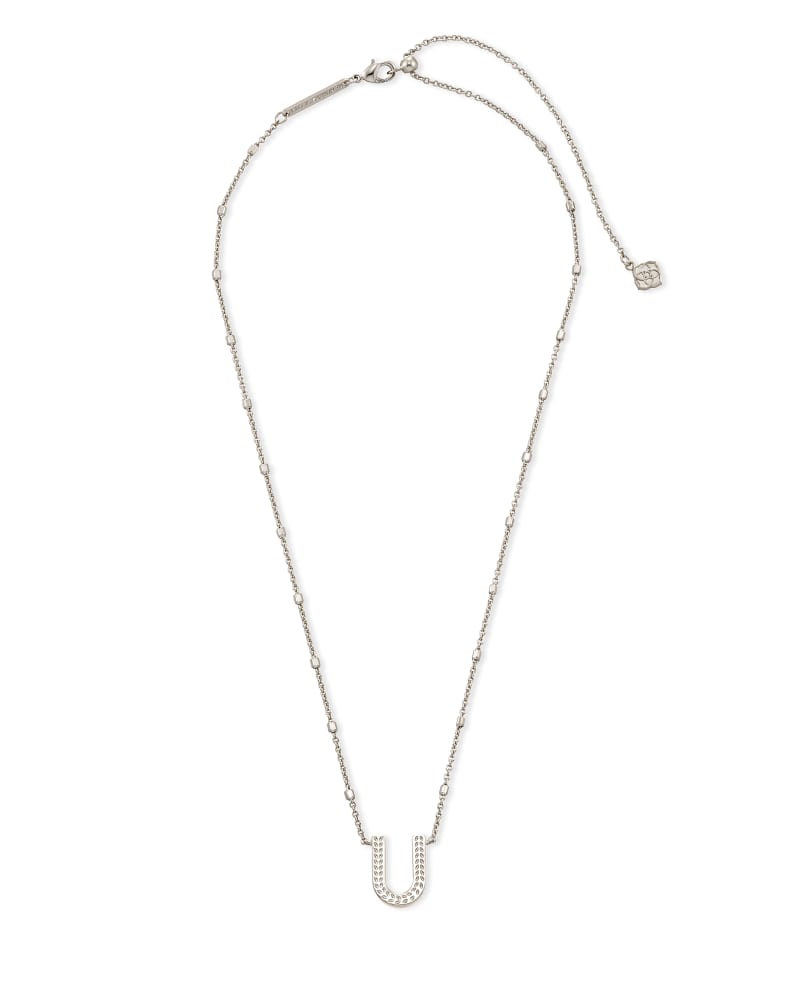 Letter U Pendant Necklace in Silver 