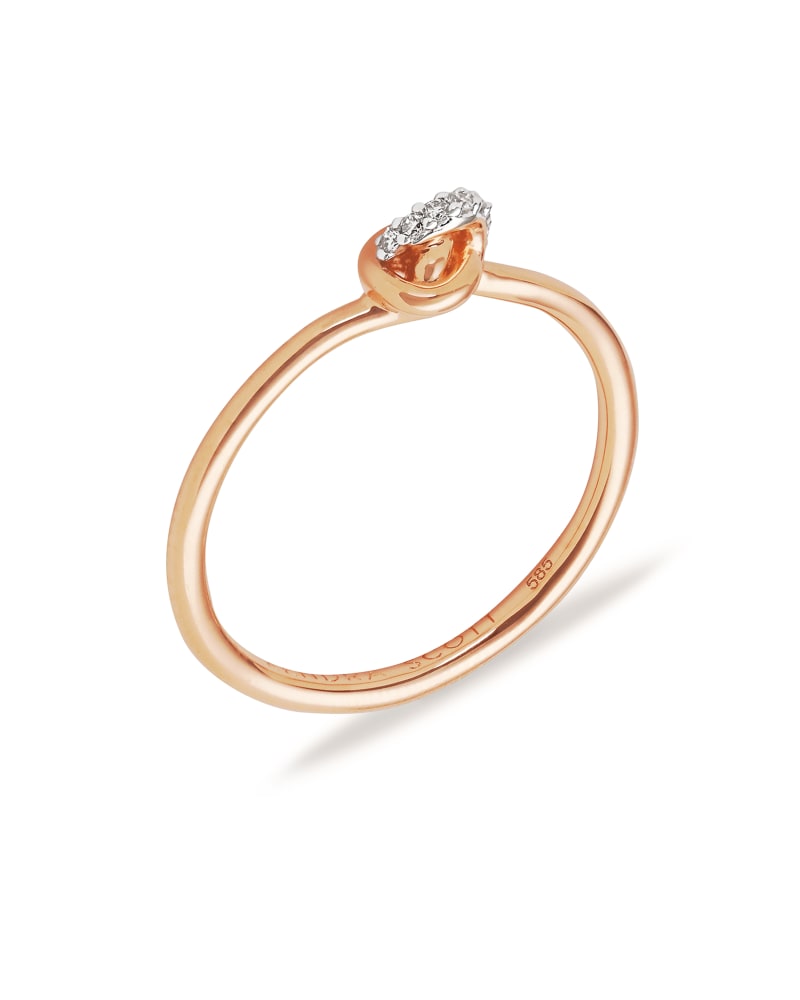 Love Knot 14K Rose Gold Band Ring in White Diamond image number 2