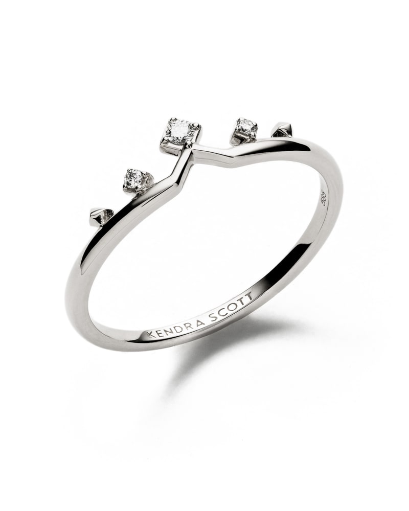 Michelle 14k White Gold Band Ring in White Diamond image number 2
