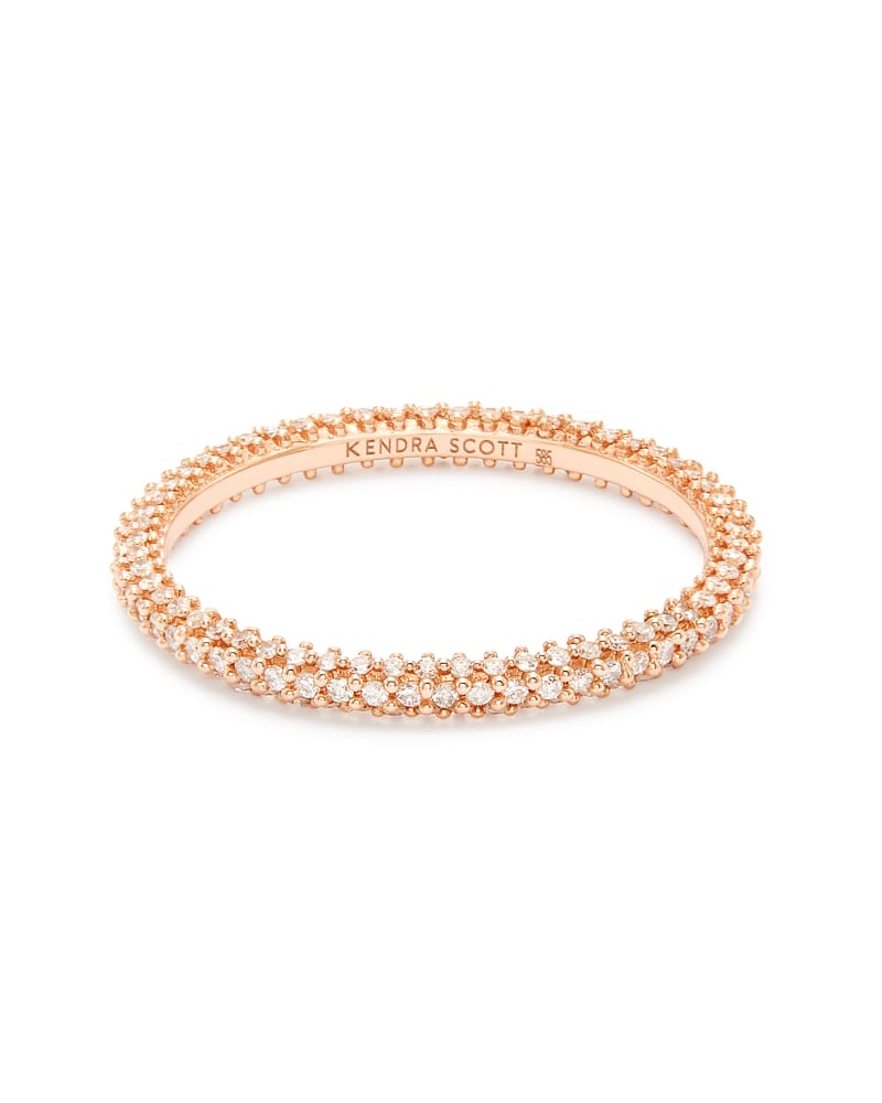 Remi 14k Rose Gold Band Ring In White Diamonds image number 0