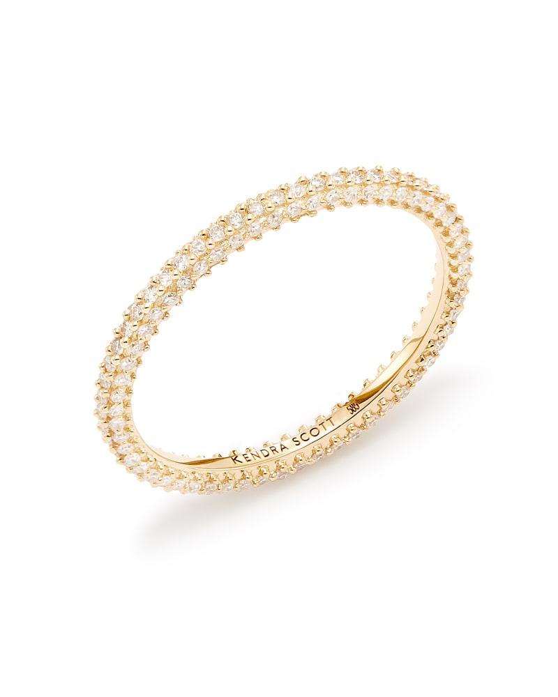 Remi 14k Yellow Gold Band Ring In White Diamonds image number 3