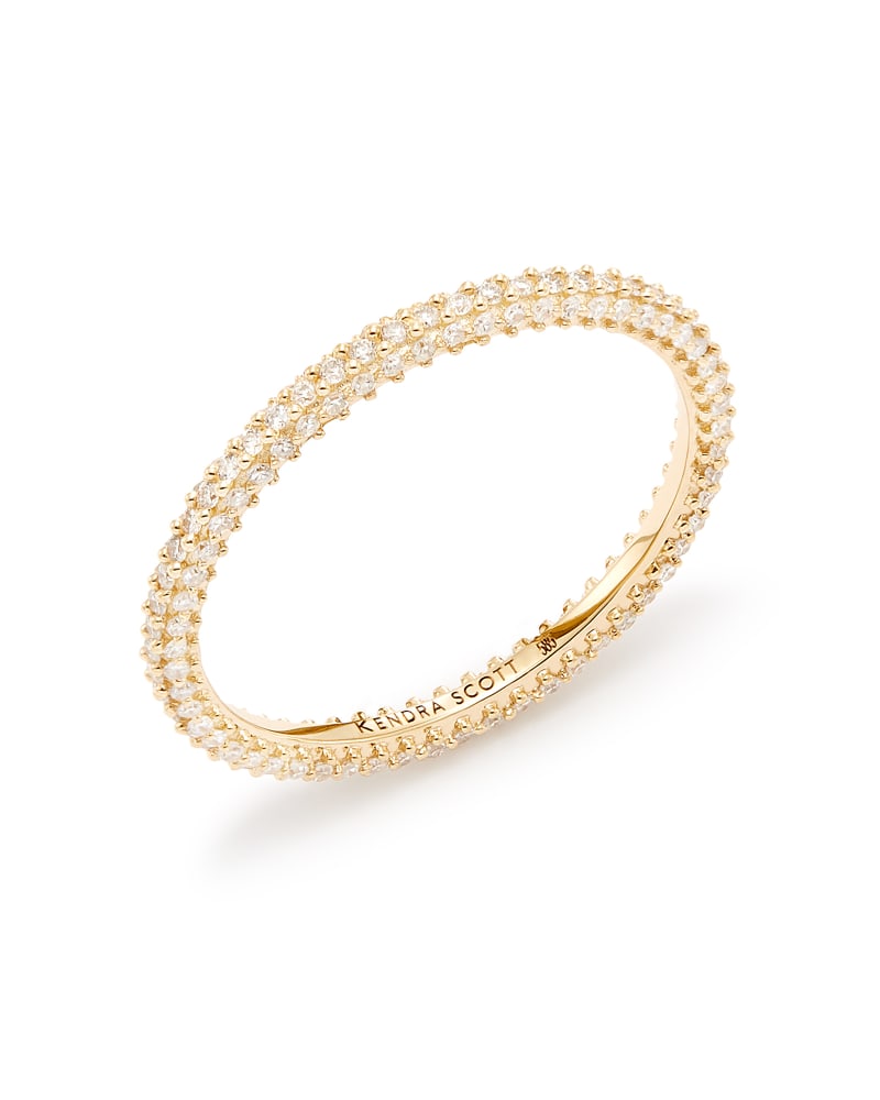Remi 14k Yellow Gold Band Ring In White Diamonds image number 2
