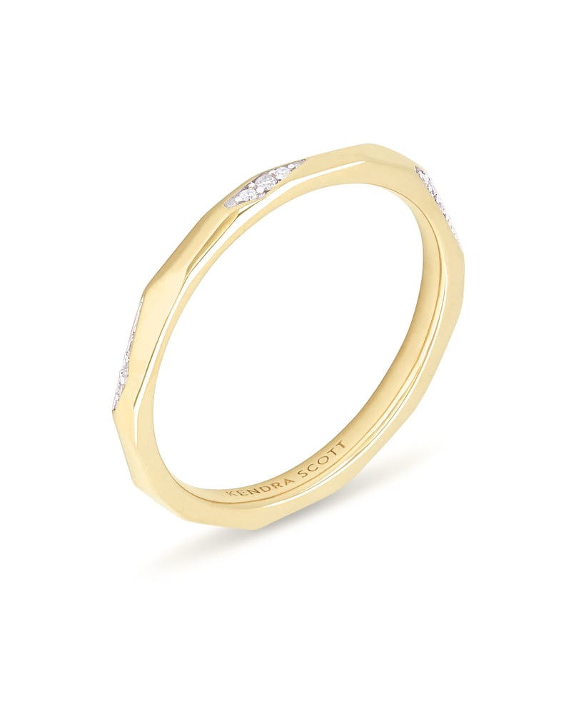 Sade 14k Yellow Gold Band Ring in White Diamond image number 2