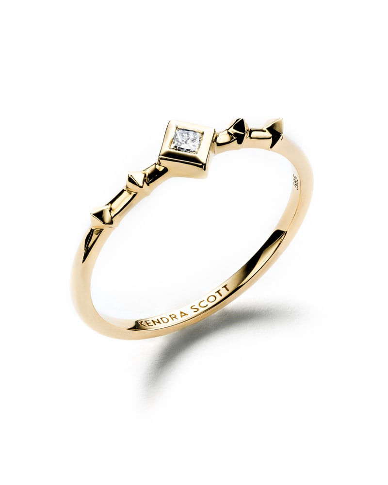 Wave 14k Rose Gold Band Ring in White Diamond image number 2