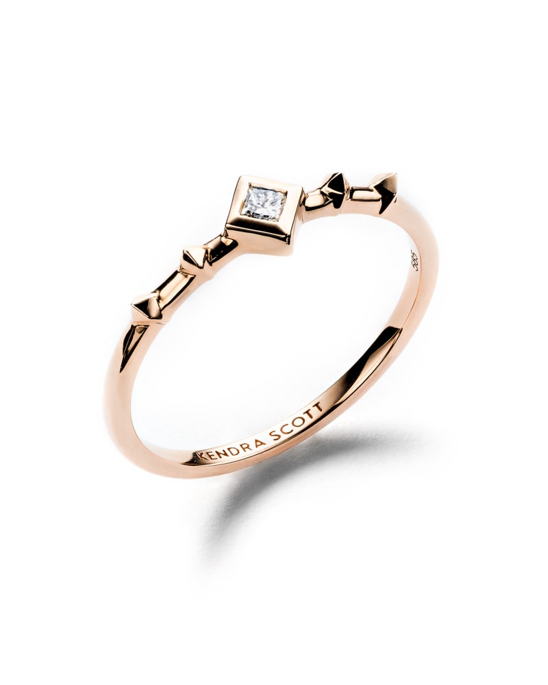 Wave 14k Yellow Gold Band Ring in White Diamond image number 2