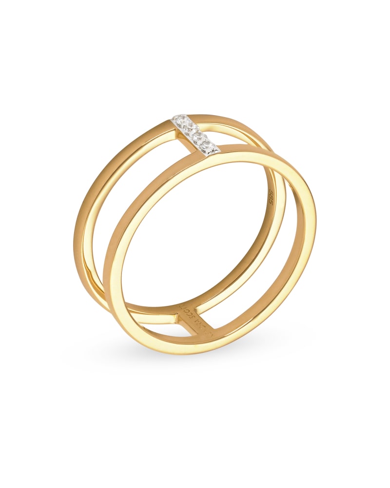 Waylon 14K Yellow Gold Band Ring in White Diamond image number 2