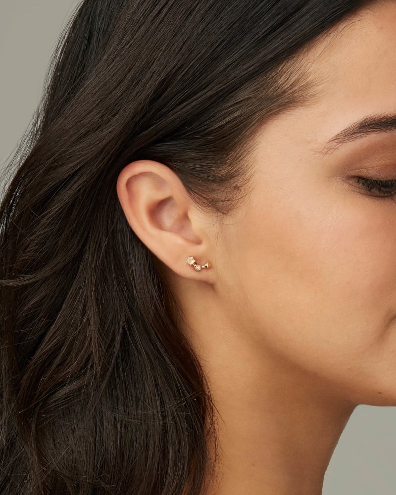 Michelle 14k Yellow Gold Stud Earrings in White Diamond image number 1