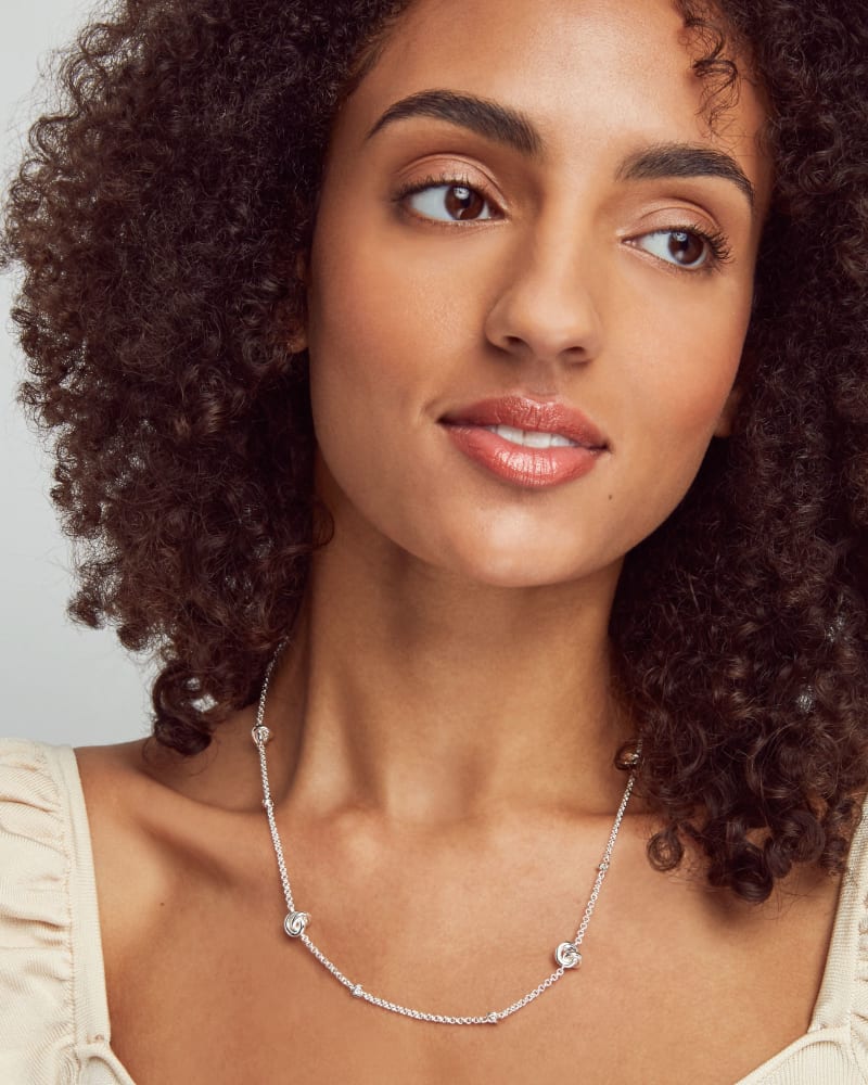 Presleigh Love Knot Adjustable Necklace in Bright Silver image number 1