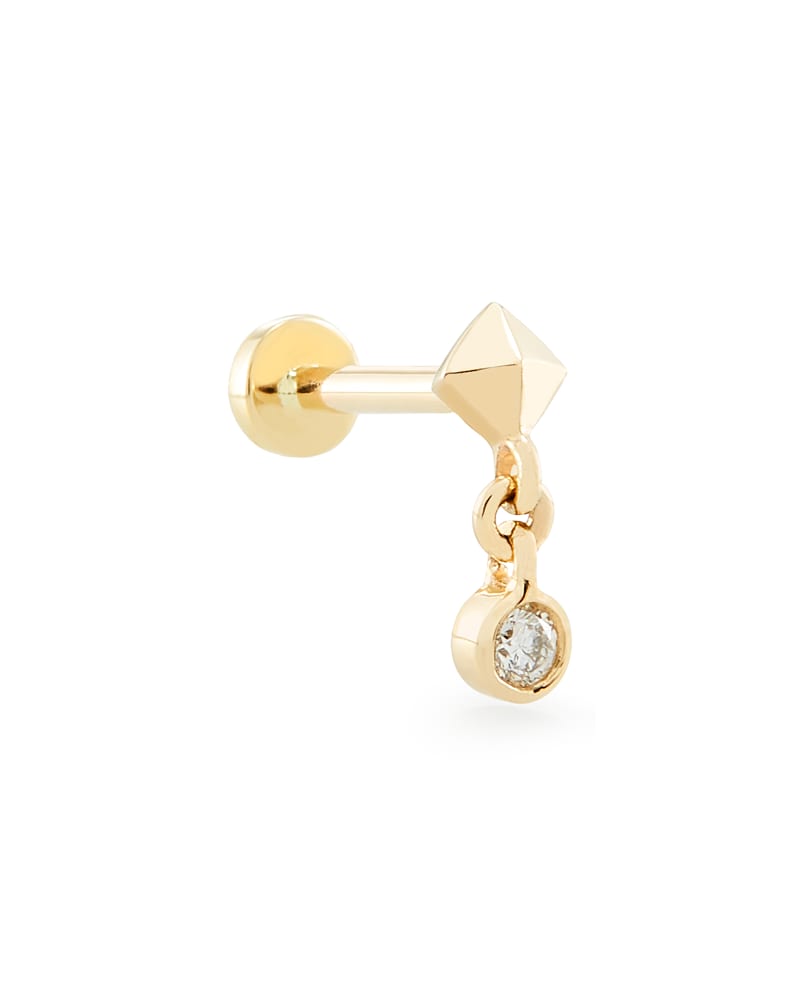 Zane Mini 14K Yellow Gold Stud Earring in White Diamond | Kendra Scott