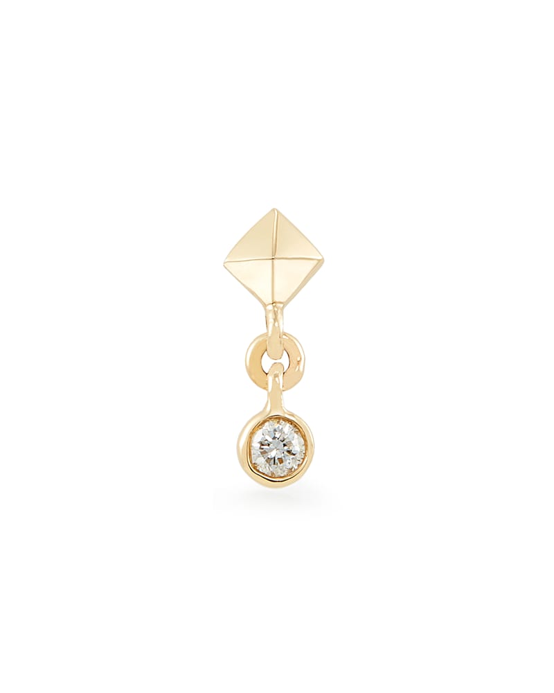 Zane Mini 14k Yellow Gold Stud Earring in White Diamond image number 2