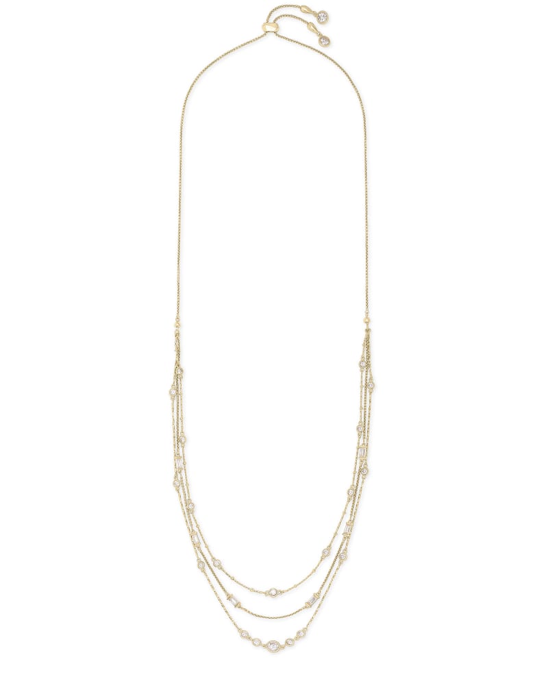 Rina Gold Multi Strand Necklace in Lustre Glass image number 2