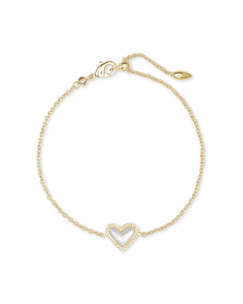 Ari Heart Gold Chain Bracelet in Ivory Mother-of-Pearl image number 0