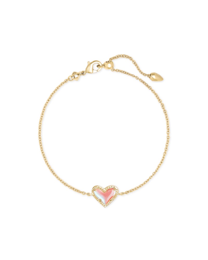 Ari Heart Gold Chain Bracelet in Dichroic Glass image number 0