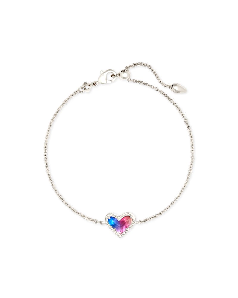 Ari Heart Silver Chain Bracelet in Watercolor Illusion image number 0