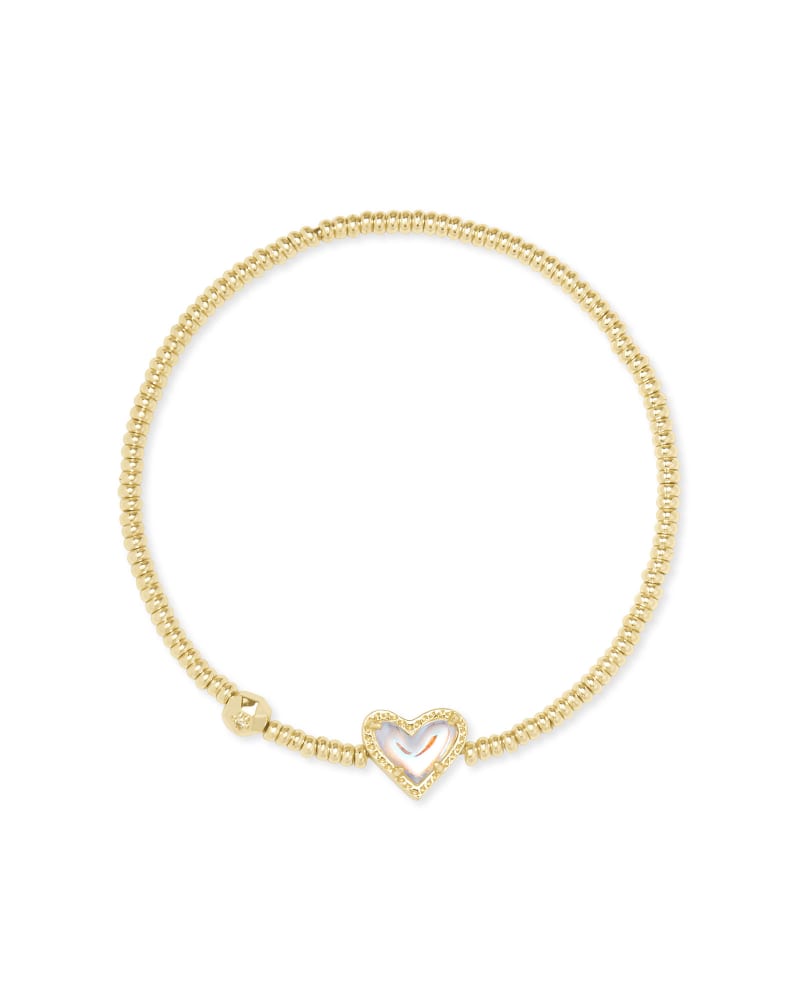 Ari Heart Gold Stretch Bracelet in Dichroic Glass