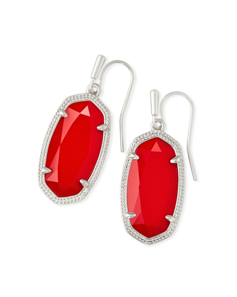 Dani Silver Drop Earrings in Bright Red Opaque Glass image number 0