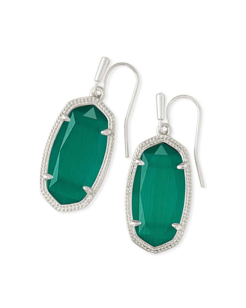 Dani Silver Drop Earrings in Emerald Cat's Eye image number 0