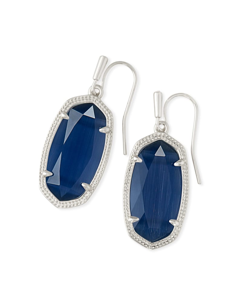 Dani Silver Drop Earrings in Navy Cat's Eye image number 0