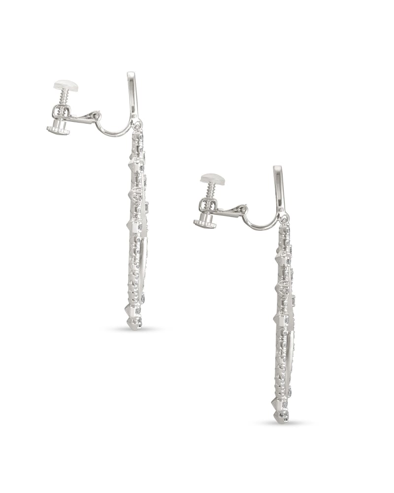 Sophee Crystal Clip-On Drop Earrings in Silver image number 1