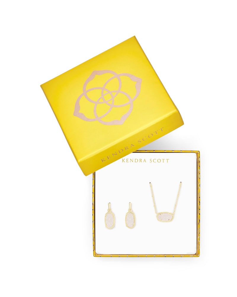 Elisa Satellite Necklace & Lee Earrings Gift Set in Iridescent Drusy image number 0