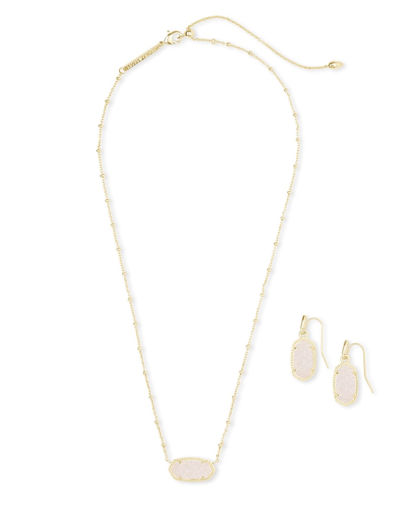 Elisa Satellite Necklace & Lee Earrings Gift Set in Iridescent Drusy image number 1