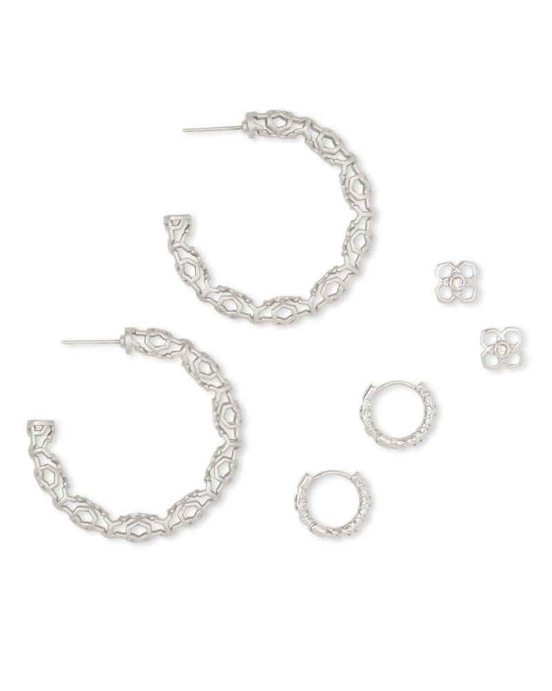 Maggie Small Hoops, Maggie Huggies, & Rue Studs Gift Set in Silver image number 1