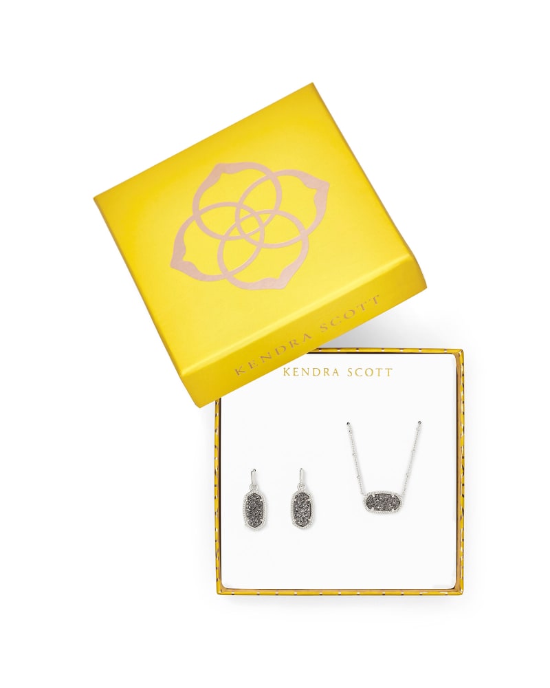 Elisa Satellite Necklace & Lee Earrings Gift Set in Platinum Drusy image number 0