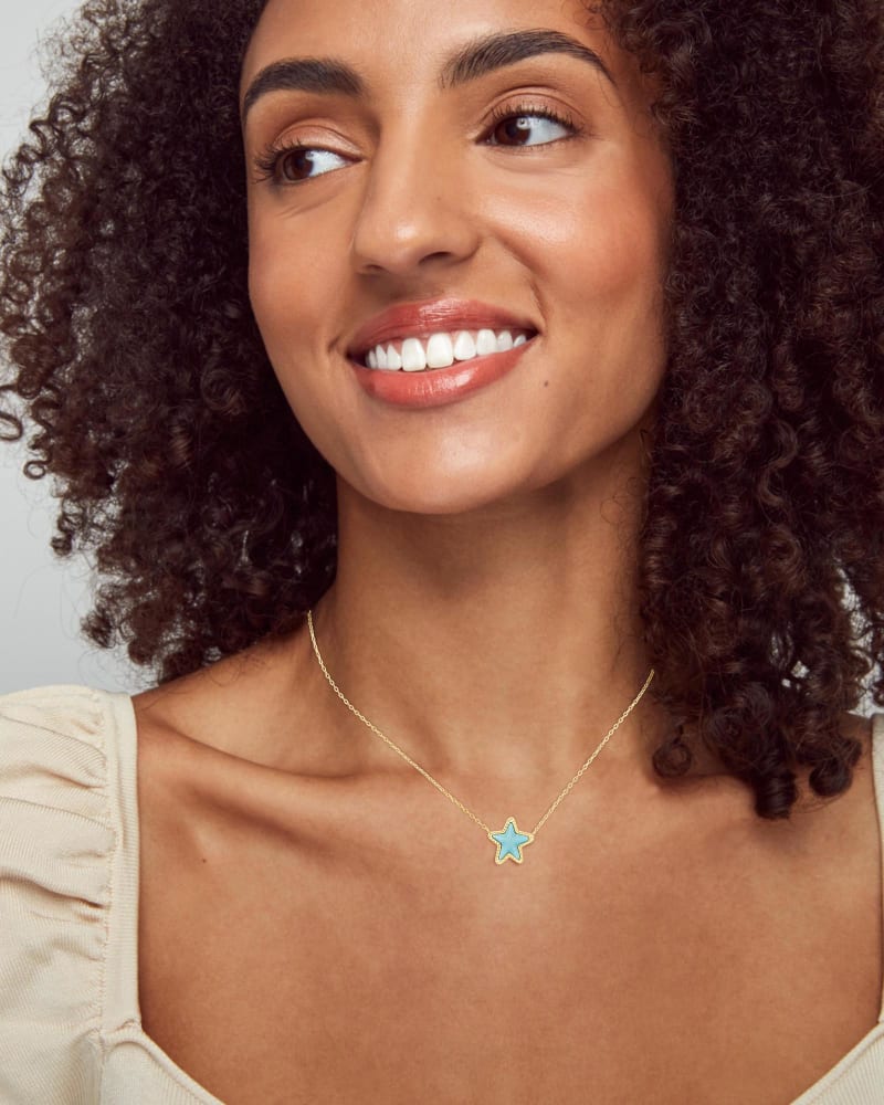 Star Gold Dark Blue Kendra Scott Necklace Light Blue Kendra Scott