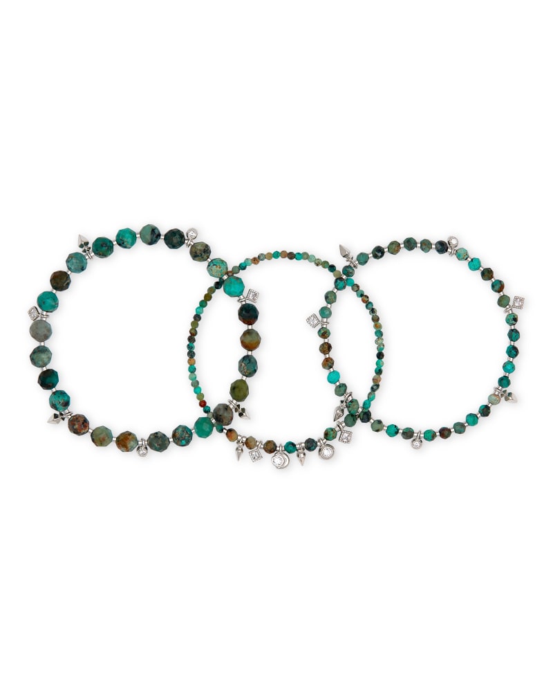 Kennedy Silver Stretch Bracelet in African Turquoise Kendra Scott