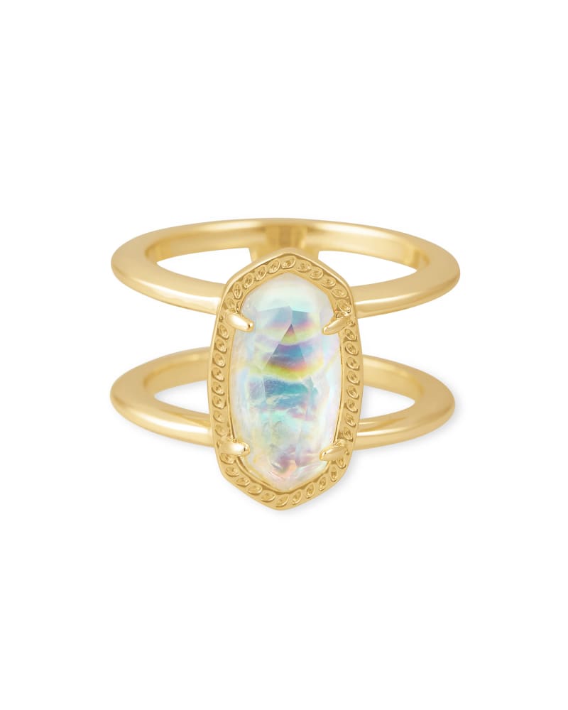 Elyse Gold Double Band Ring in Iridescent Abalone image number 0