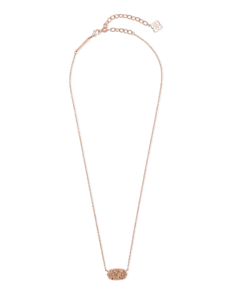 Elisa Rose Gold Extended Length Pendant Necklace in Rose Gold Drusy ...