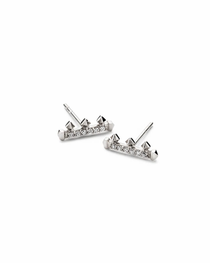 Dorothy Stud Earrings in White Diamond and 14k White Gold image number 2