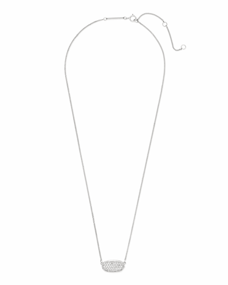 Elisa Pendant Necklace in Pave Diamond and 14k White Gold image number 2