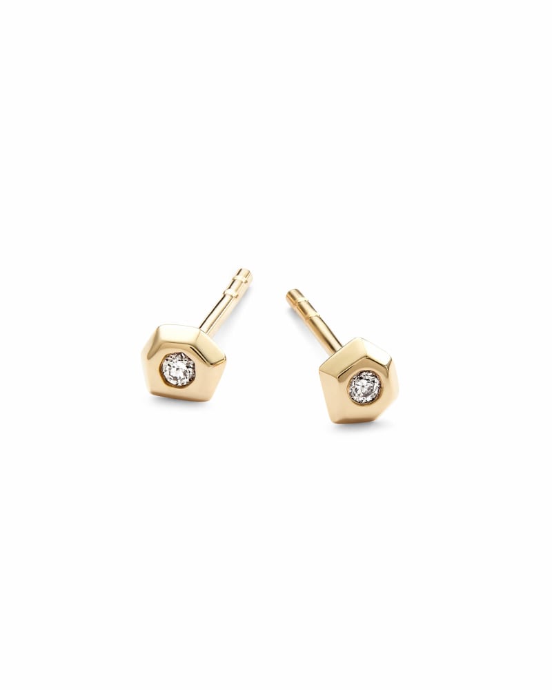 Janiya 14k Yellow Gold Stud Earrings in White Diamond image number 0